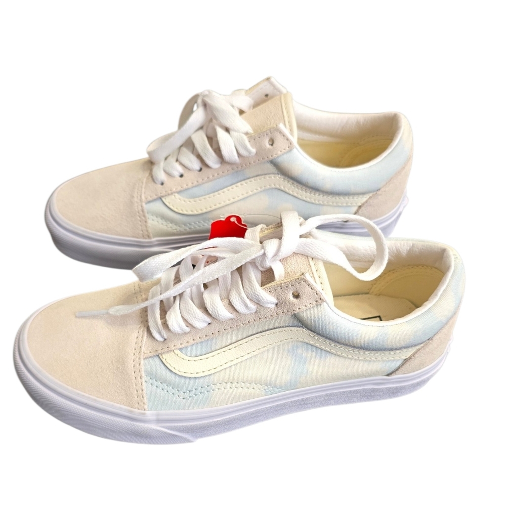 Vans Cream and Blue Sneakers Unisex 4.5 Men, 6 Women